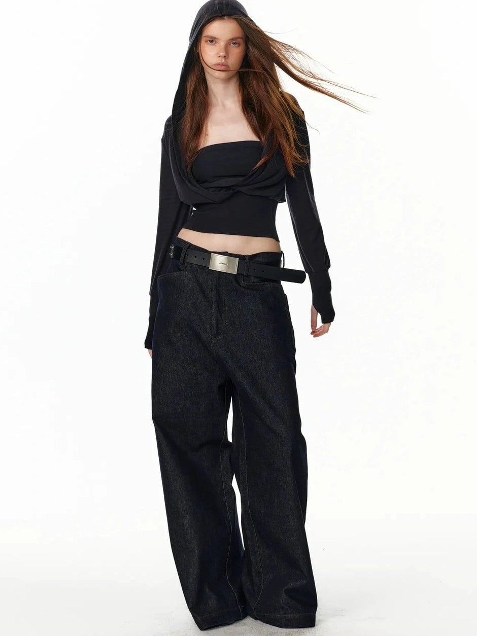 ALINNV STUDIO Low Rise Baggy Straight Leg Jeans Jeans