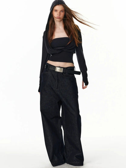 ALINNV STUDIO Low Rise Baggy Straight Leg Jeans Jeans