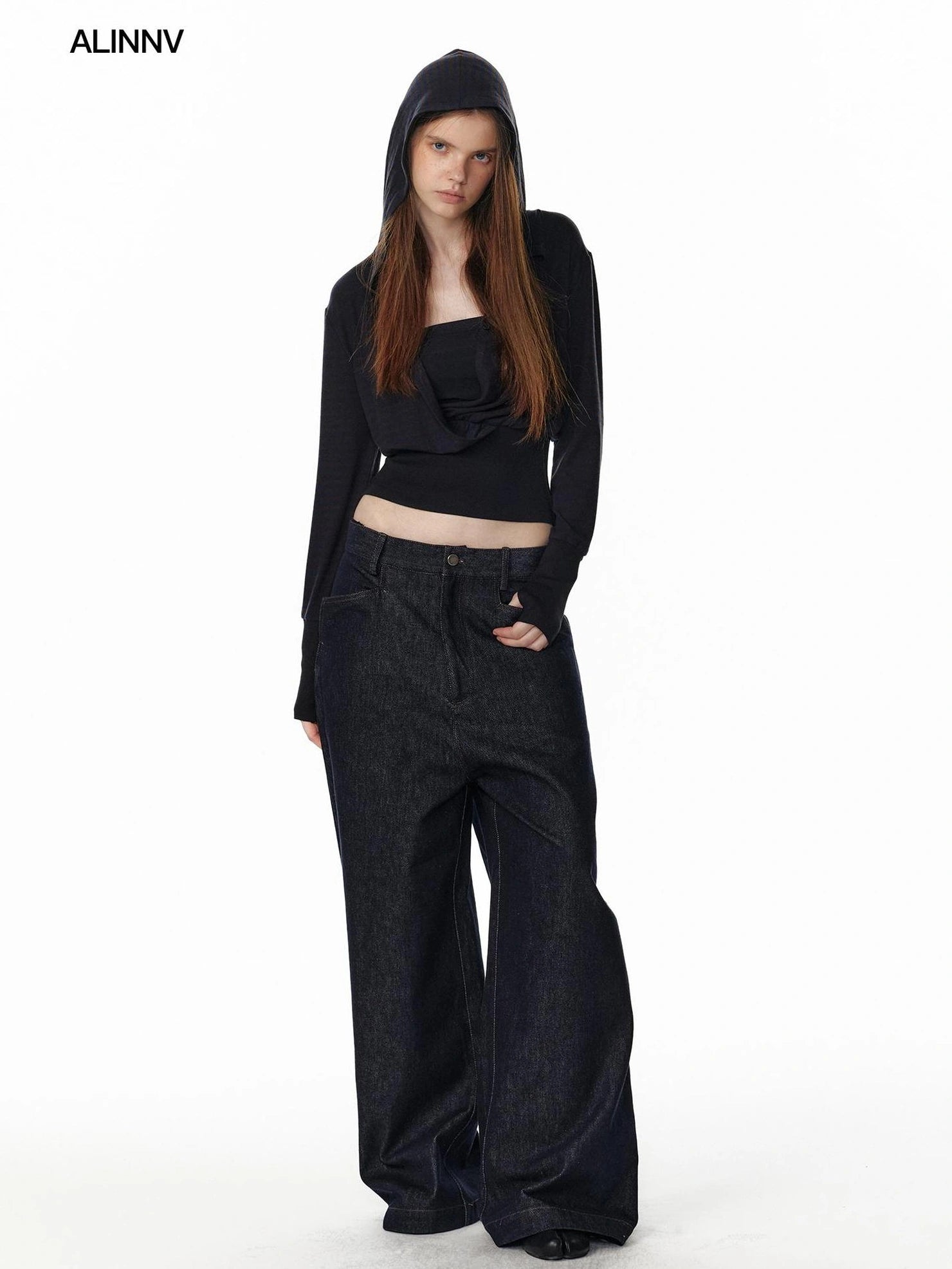 ALINNV STUDIO Low Rise Baggy Straight Leg Jeans Jeans