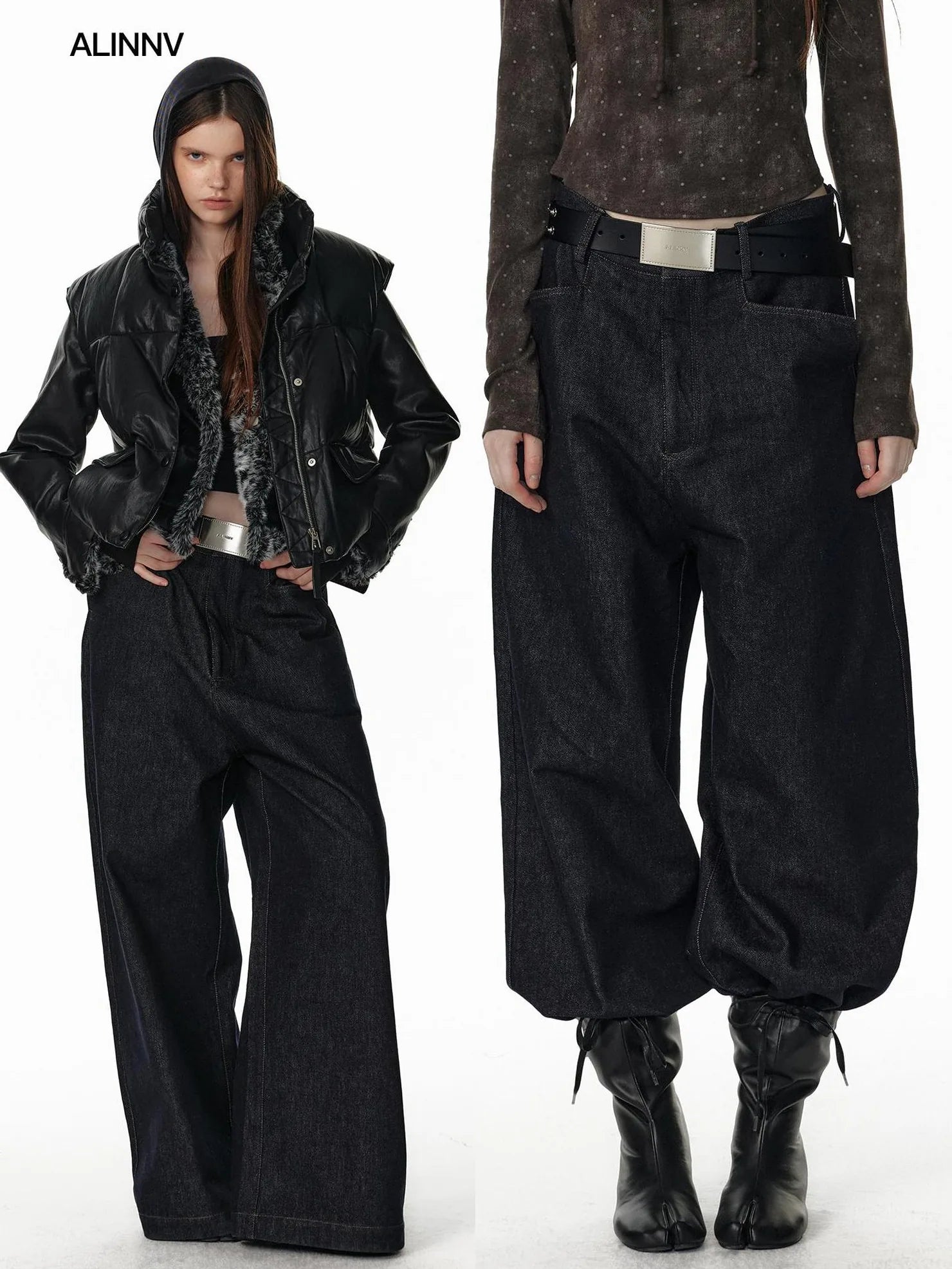 ALINNV STUDIO Low Rise Baggy Straight Leg Jeans Jeans