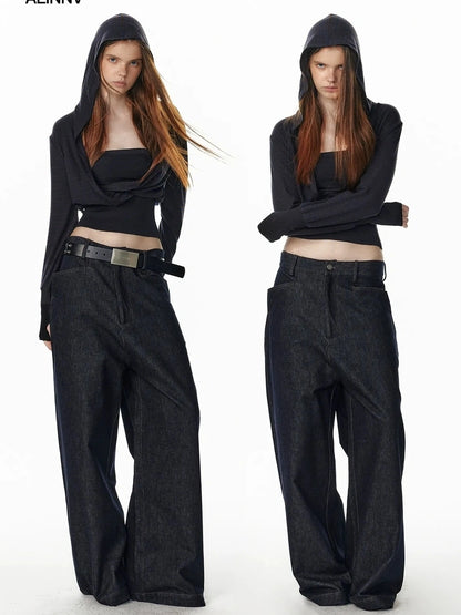 ALINNV STUDIO Low Rise Baggy Straight Leg Jeans Jeans