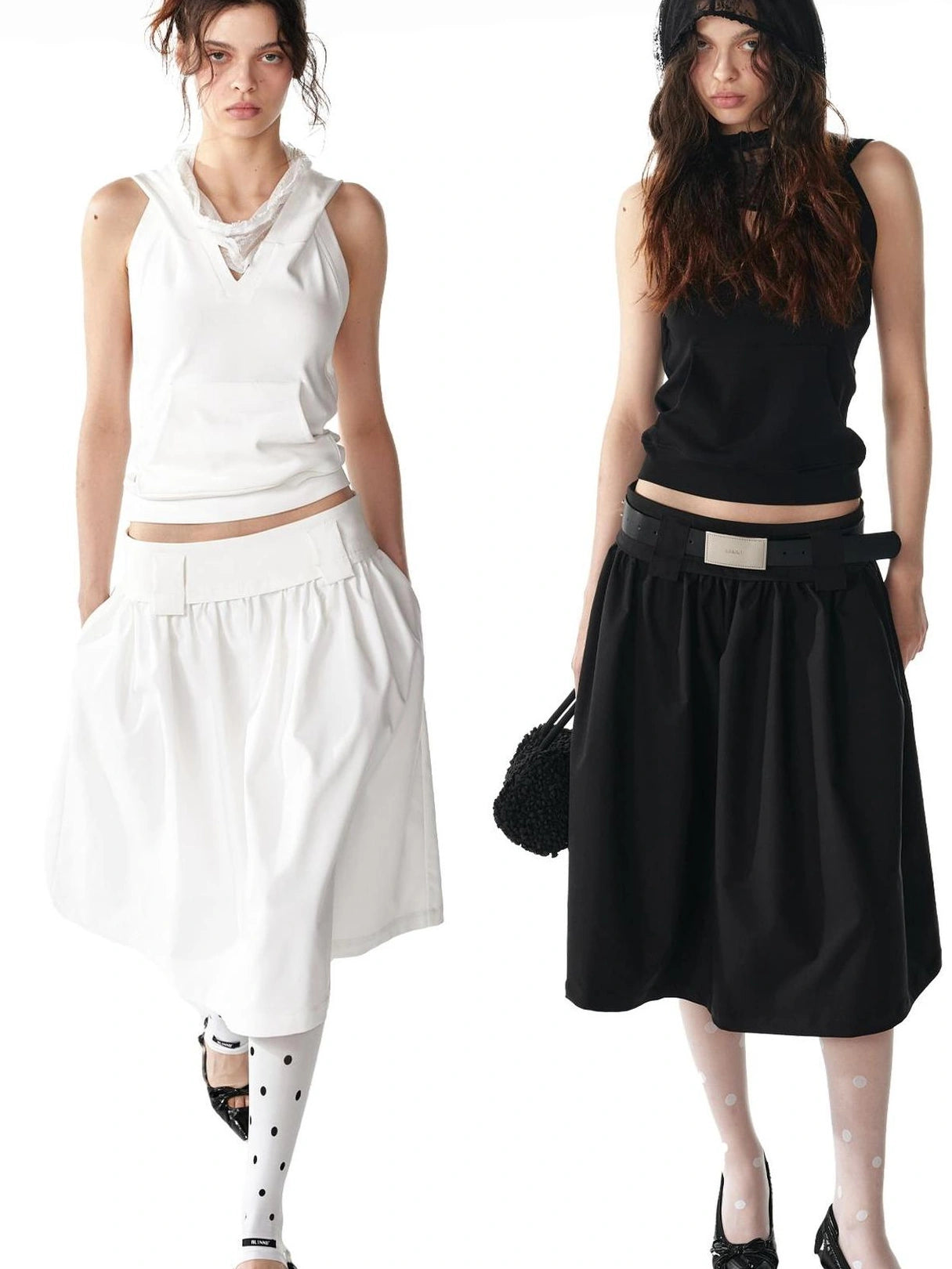 ALINNV STUDIO Low Waist Flared A Line Skirt Skirt