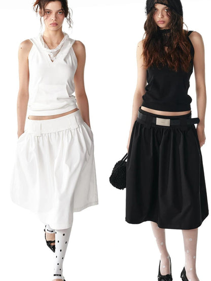 ALINNV STUDIO Low Waist Flared A Line Skirt Skirt