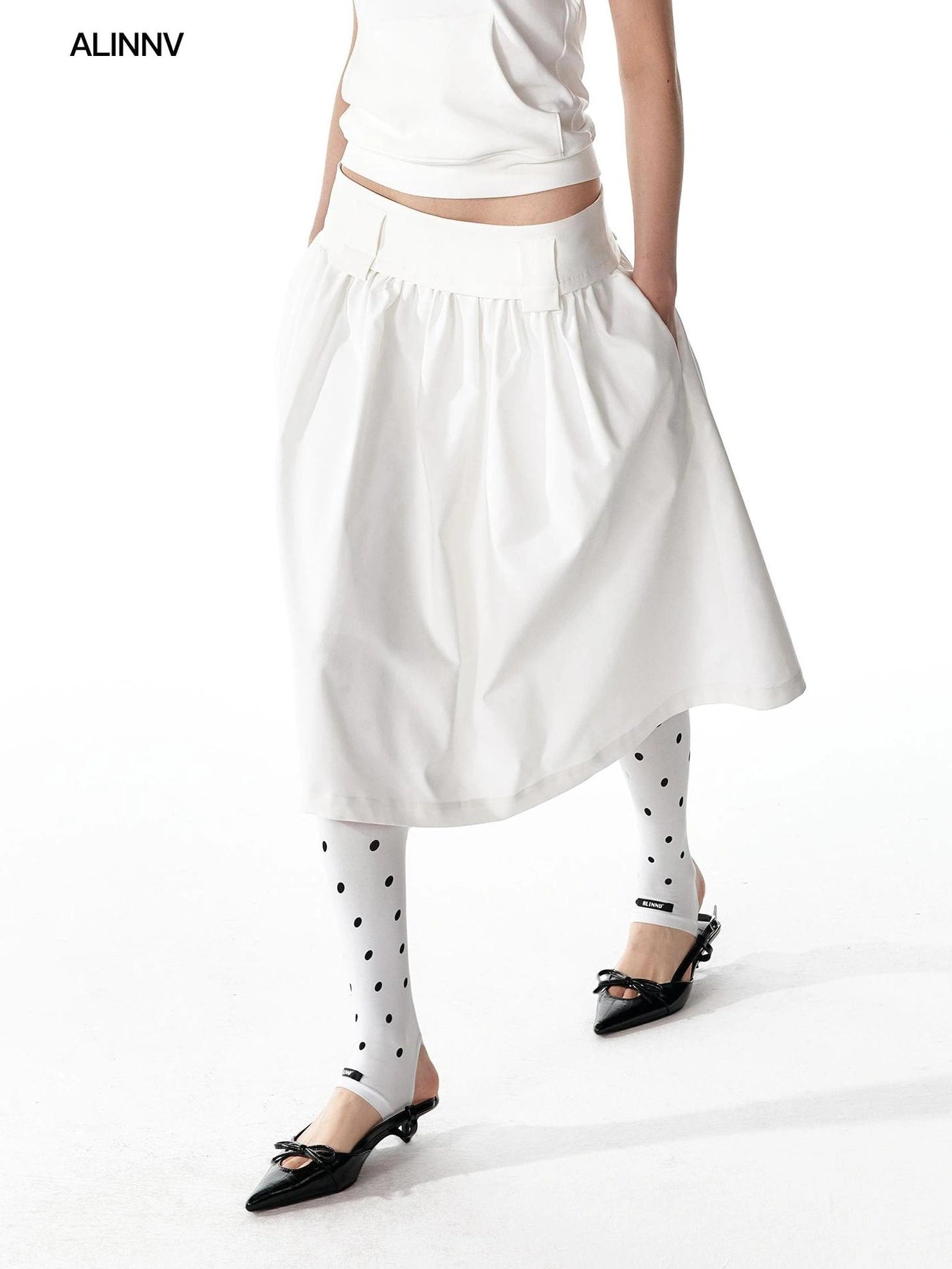 ALINNV STUDIO Low Waist Flared A Line Skirt Skirt