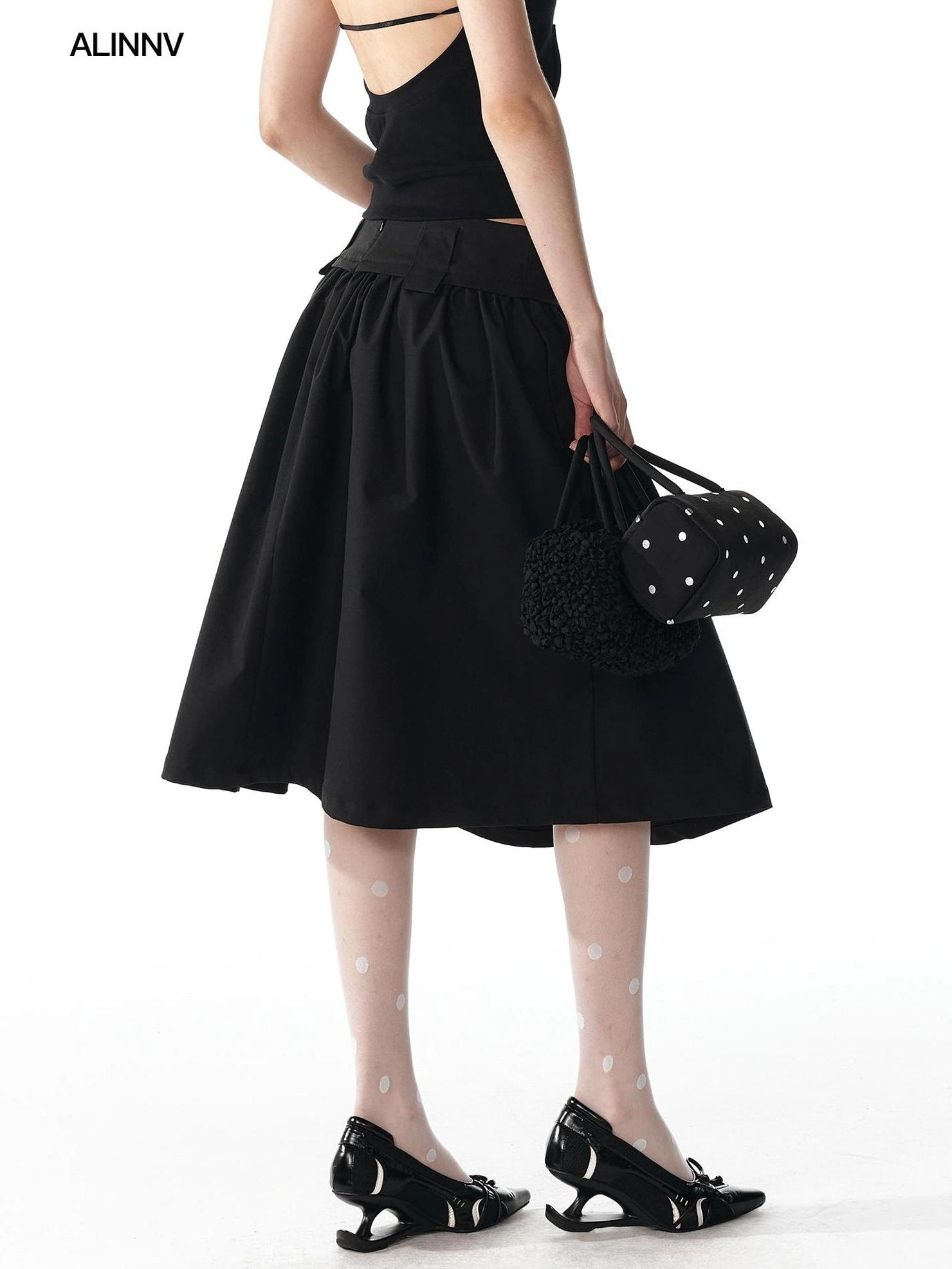ALINNV STUDIO Low Waist Flared A Line Skirt Skirt
