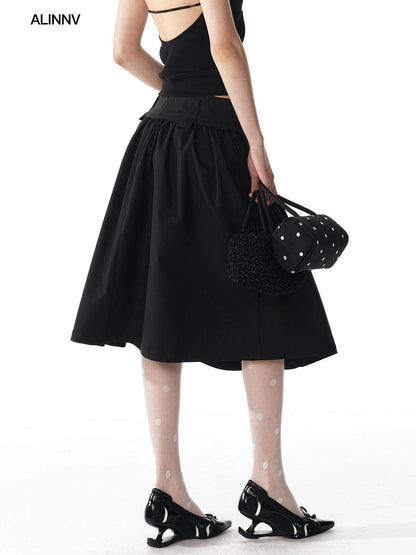 ALINNV STUDIO Low Waist Flared A Line Skirt Skirt
