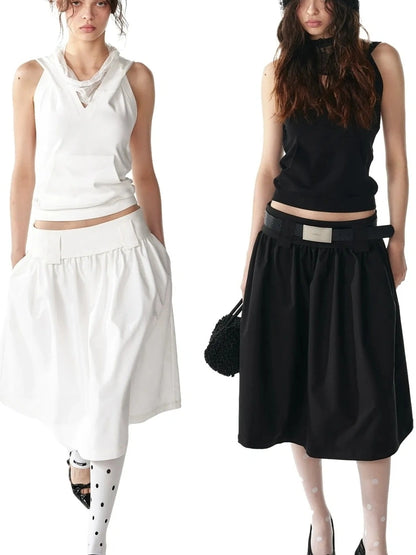 ALINNV STUDIO Low Waist Flared A Line Skirt Skirt