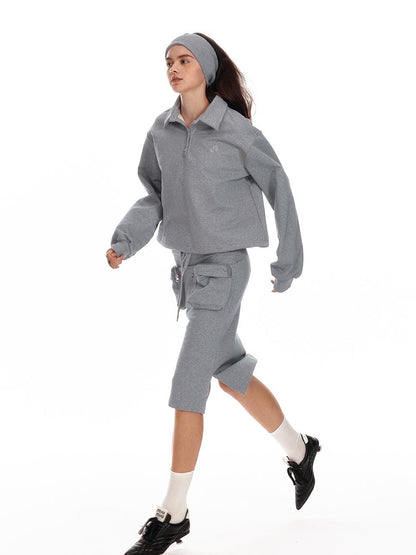 ALINNV STUDIO Low Waist Pocket Sweater Skirt Mid Length