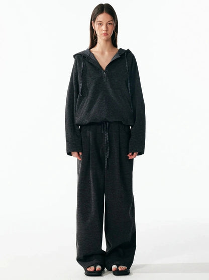 ALINNV STUDIO Retro Plaid Patchwork Hoodie And Relaxed Pants Set Hoodies/Sweatshirt