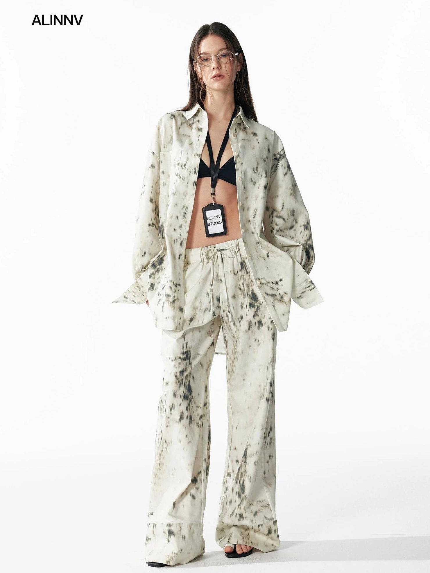 Retro Wild Leopard Print Loose Shirt And Straight Pants Set Shirts