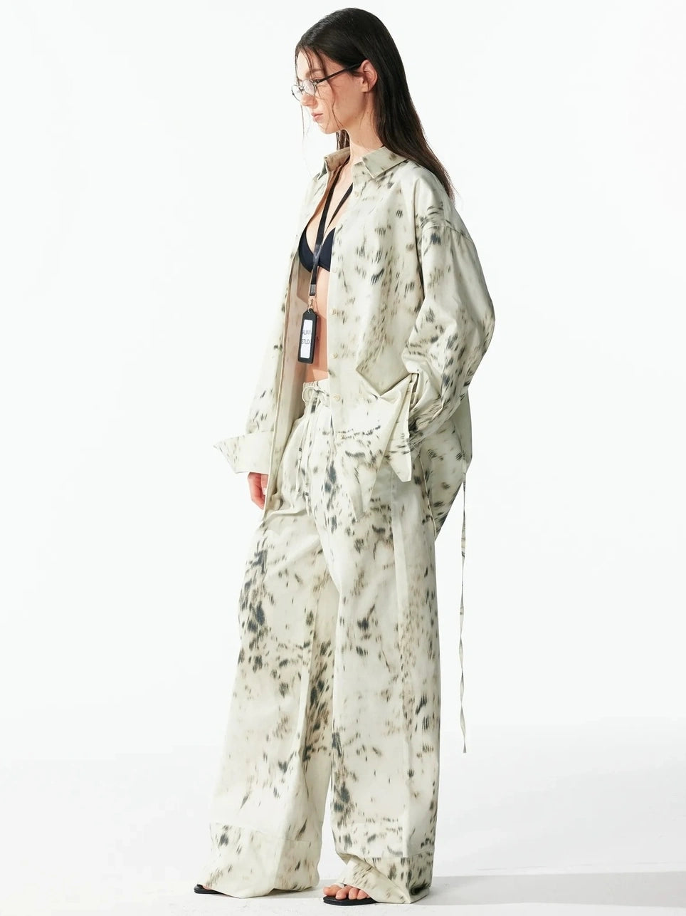 Retro Wild Leopard Print Loose Shirt And Straight Pants Set Shirts