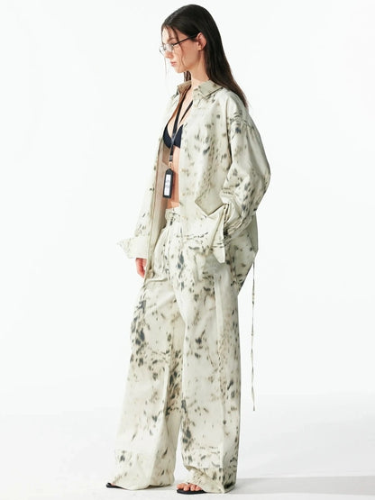 Retro Wild Leopard Print Loose Shirt And Straight Pants Set Shirts