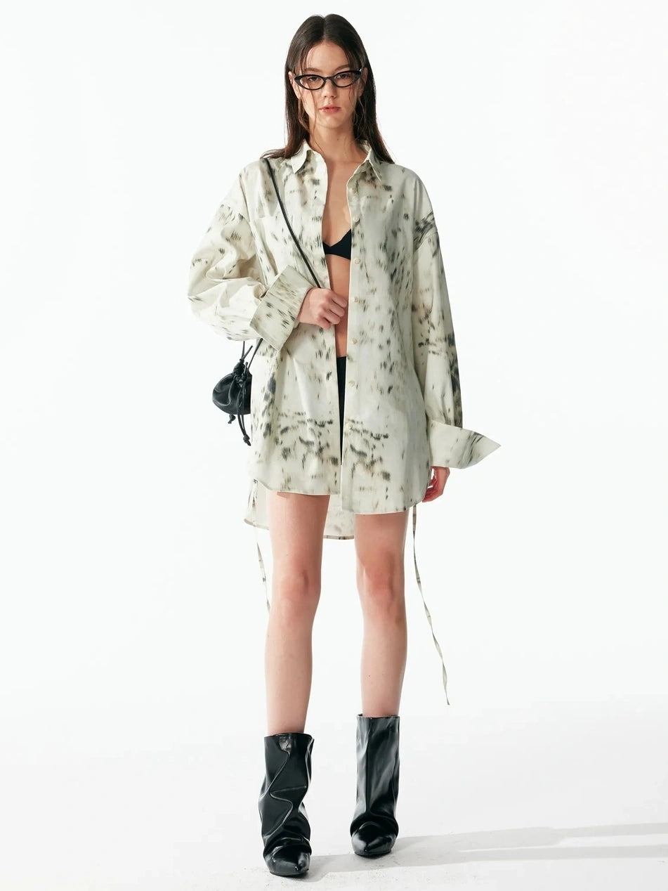 Retro Wild Leopard Print Loose Shirt And Straight Pants Set Shirts