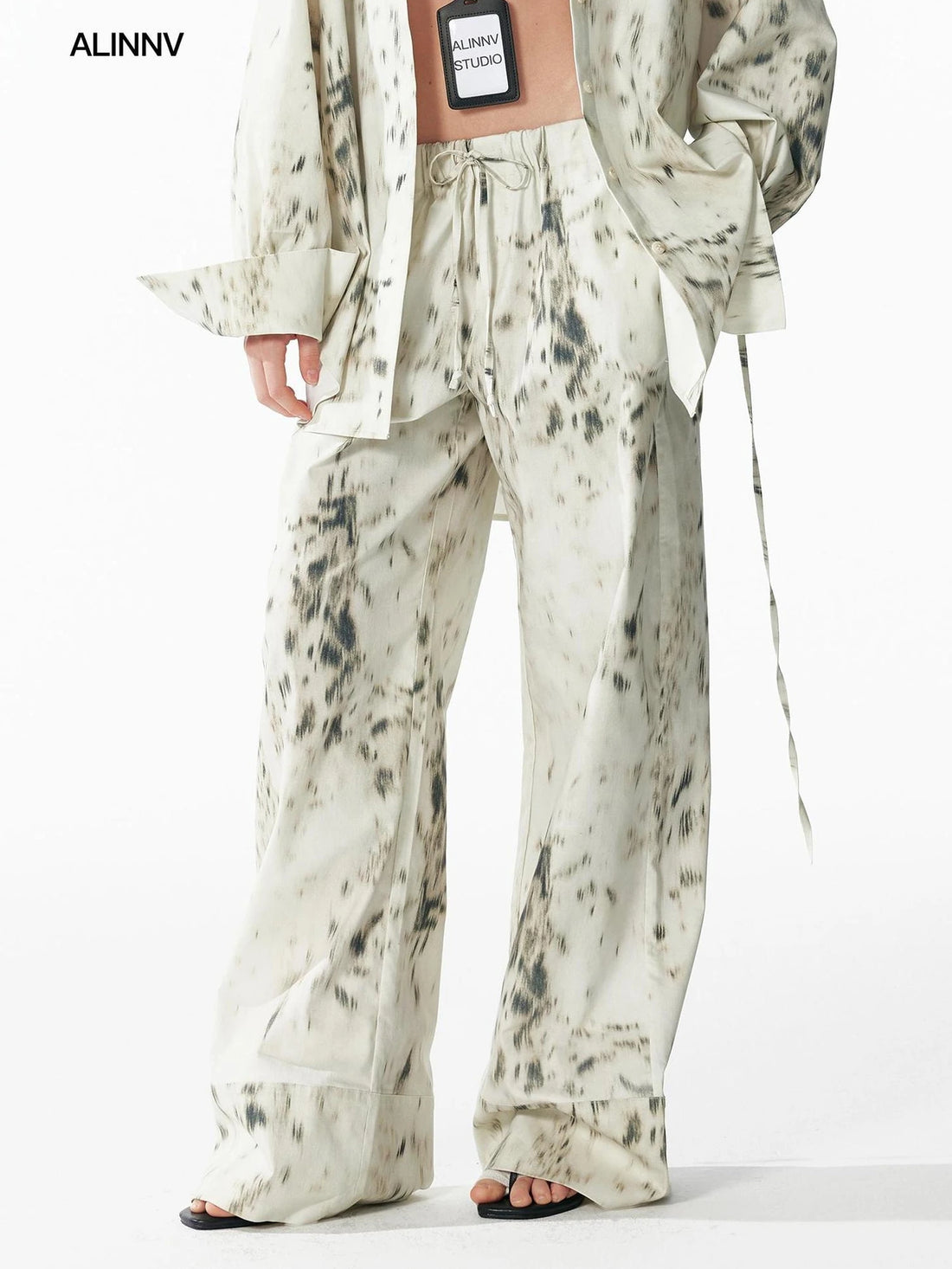 Retro Wild Leopard Print Loose Shirt And Straight Pants Set Shirts