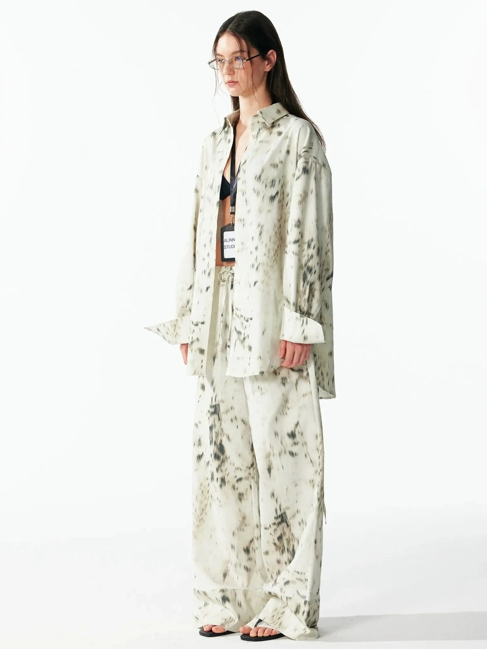 Retro Wild Leopard Print Loose Shirt And Straight Pants Set Shirts