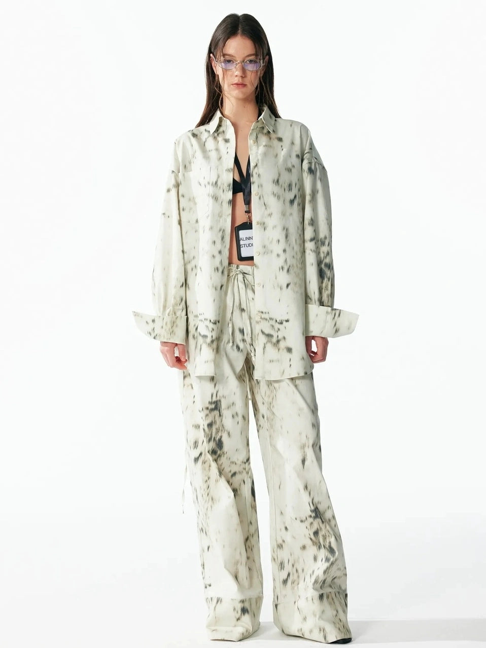 Retro Wild Leopard Print Loose Shirt And Straight Pants Set Shirts