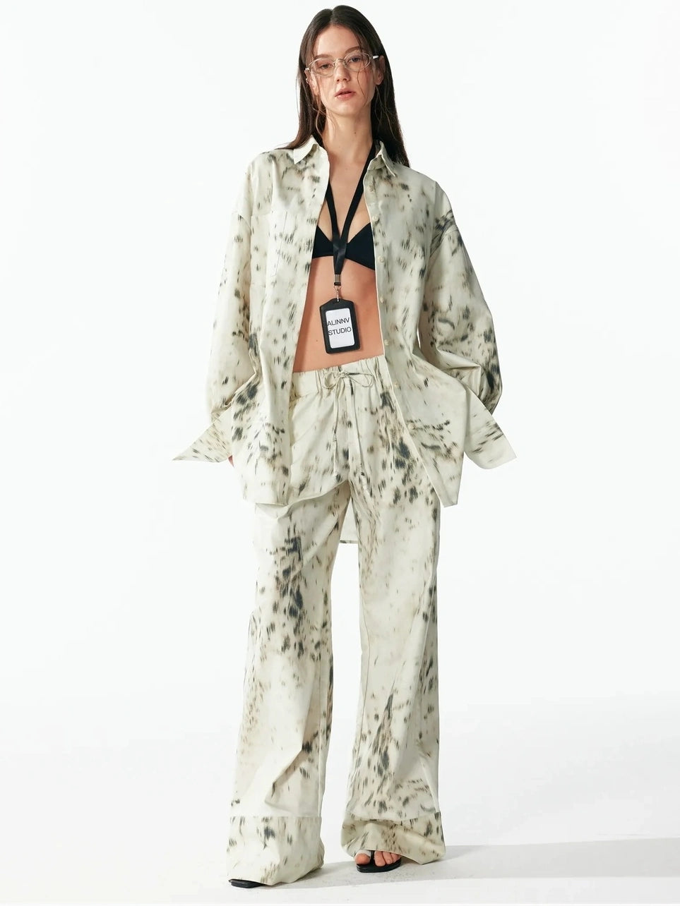 Retro Wild Leopard Print Loose Shirt And Straight Pants Set Shirts