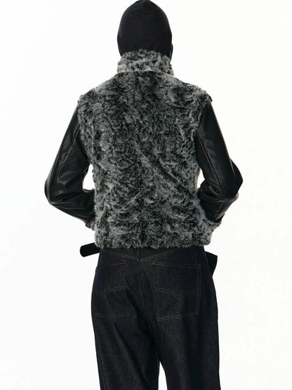 Reversible Faux Fur Denim Leather Short Jacket Jacket