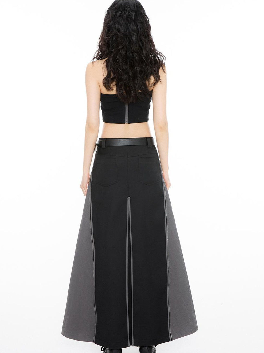 ALINNV STUDIO Ribbed Motorcycle Bandeau Top With Detailing