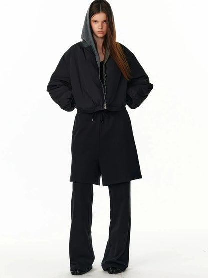 ALINNV STUDIO Short Puffer Jacket 90 White Duck Down Round Neck Down Jacket