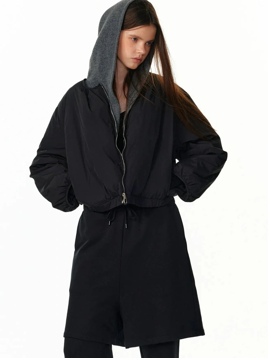 ALINNV STUDIO Short Puffer Jacket 90 White Duck Down Round Neck Down Jacket