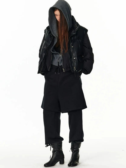 ALINNV STUDIO Short Puffer Jacket 90 White Duck Down Round Neck Down Jacket