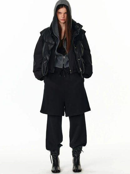 ALINNV STUDIO Short Puffer Jacket 90 White Duck Down Round Neck Down Jacket