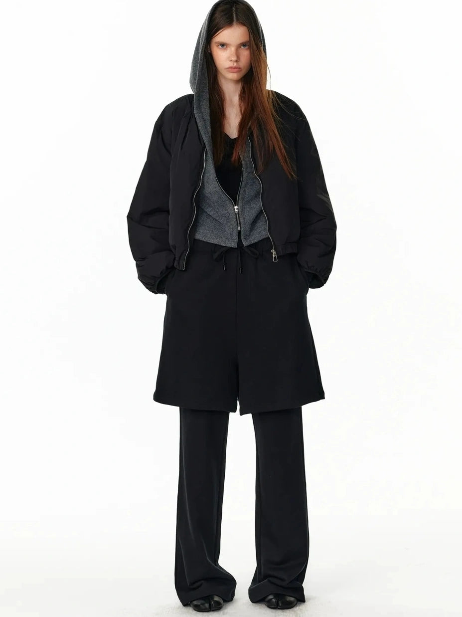 ALINNV STUDIO Short Puffer Jacket 90 White Duck Down Round Neck Down Jacket