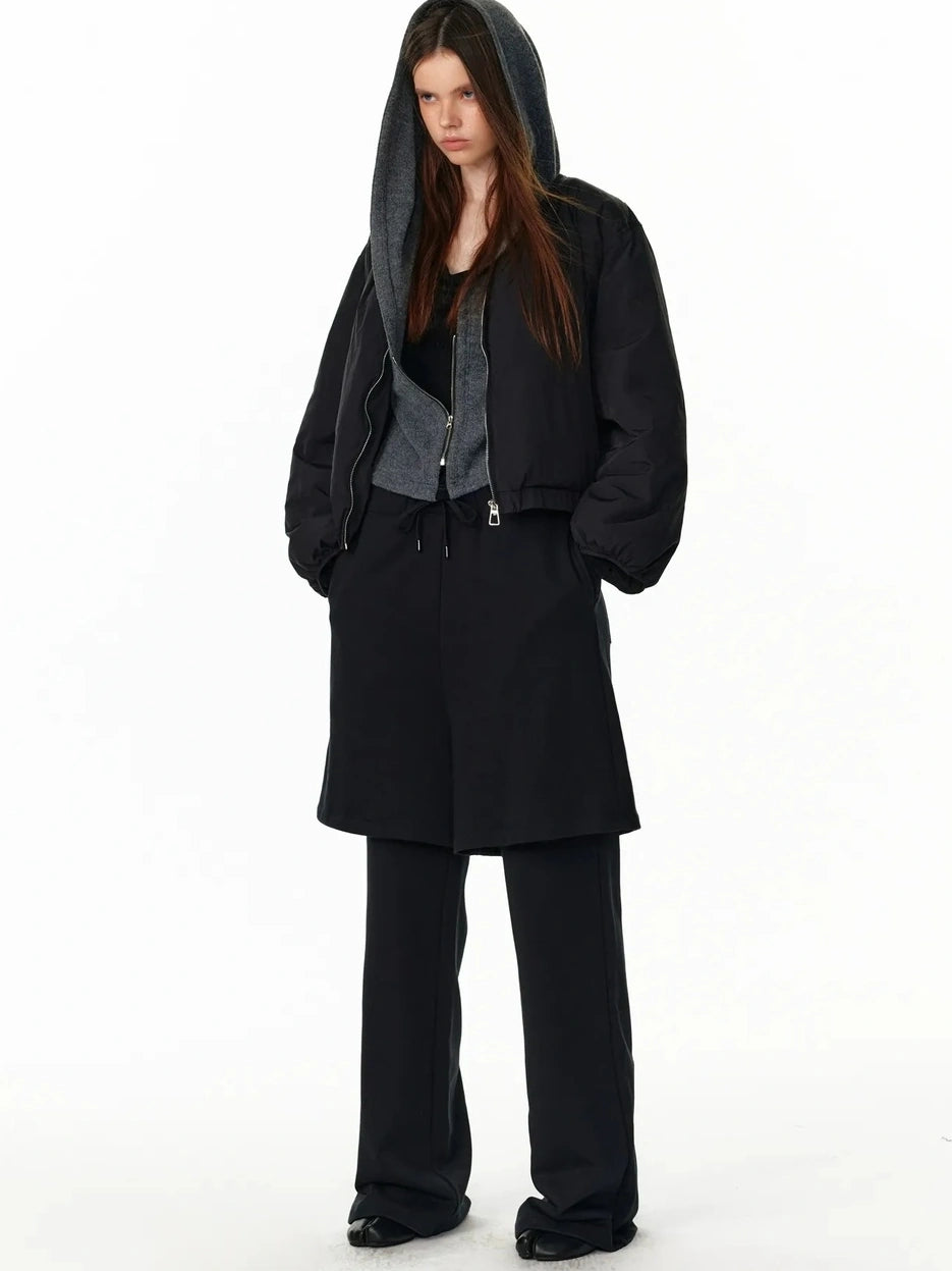 ALINNV STUDIO Short Puffer Jacket 90 White Duck Down Round Neck Down Jacket