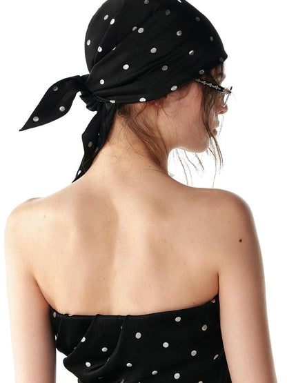 ALINNV STUDIO Silver Dot Square Scarf For Summer Accessories