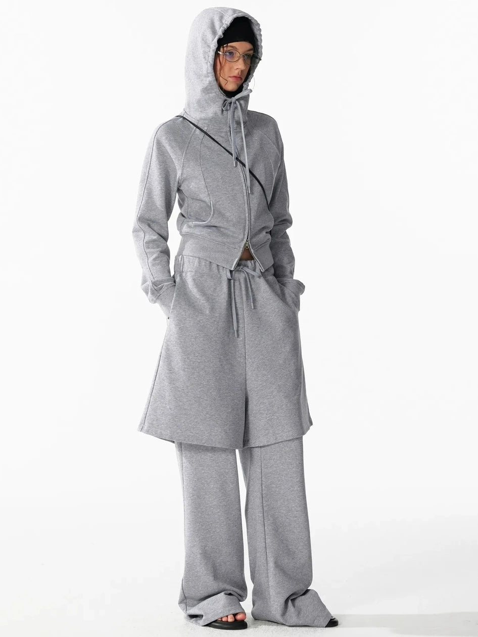 ALINNV STUDIO Slim Fit Cropped Hooded Zip Up Sweatshirt Hoodies/Sweatshirt