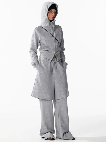 ALINNV STUDIO Slim Fit Cropped Hooded Zip Up Sweatshirt Hoodies/Sweatshirt