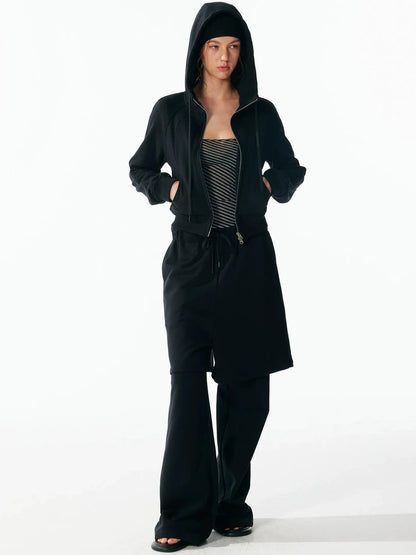 ALINNV STUDIO Slim Fit Cropped Hooded Zip Up Sweatshirt Hoodies/Sweatshirt