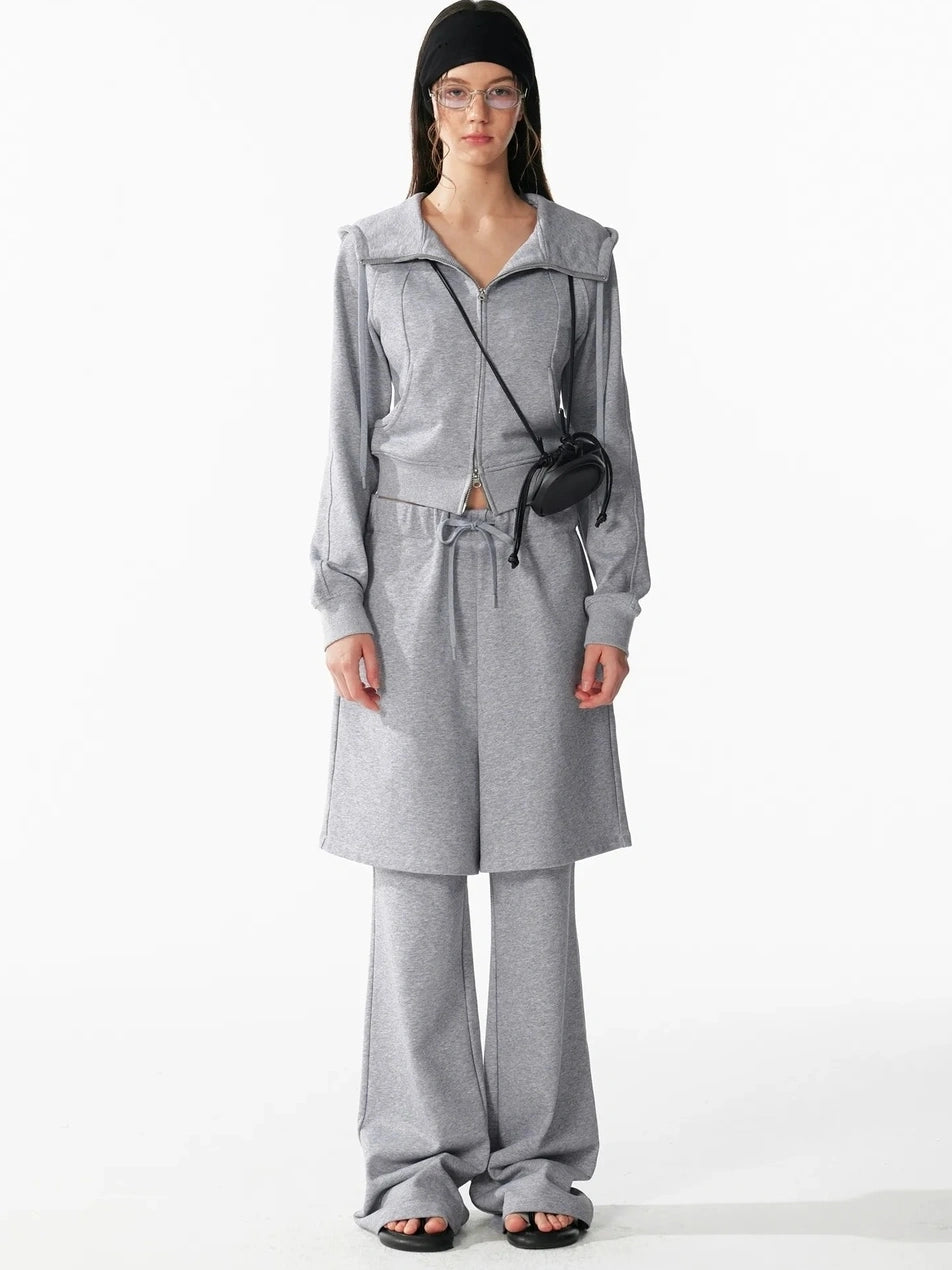 ALINNV STUDIO Slim Fit Cropped Hooded Zip Up Sweatshirt Hoodies/Sweatshirt