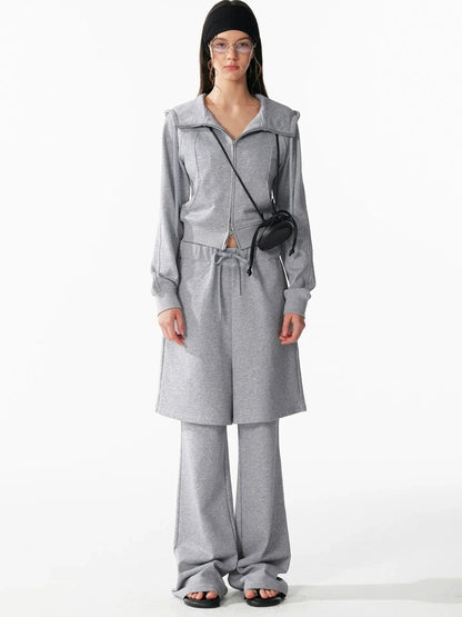 ALINNV STUDIO Slim Fit Cropped Hooded Zip Up Sweatshirt Hoodies/Sweatshirt