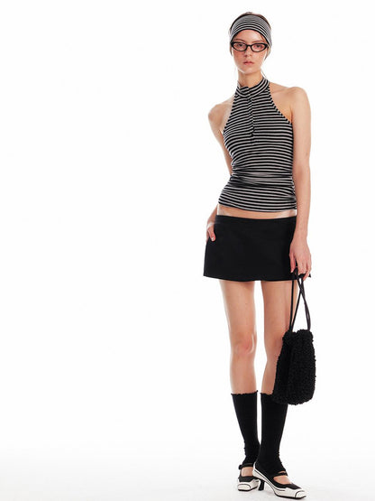 ALINNV STUDIO Strappy Backless Knit Top V Neck T Shirt Long Sleeve