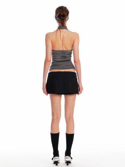 ALINNV STUDIO Strappy Backless Knit Top V Neck T Shirt Long Sleeve