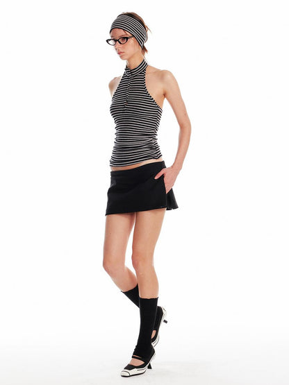 ALINNV STUDIO Strappy Backless Knit Top V Neck T Shirt Long Sleeve