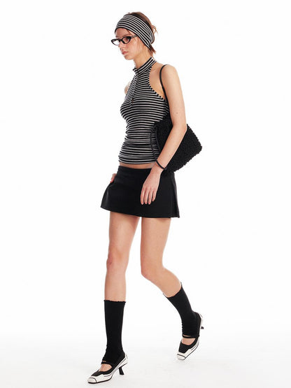 ALINNV STUDIO Strappy Backless Knit Top V Neck T Shirt Long Sleeve