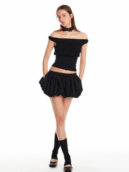 ALINNV STUDIO Textured Bubble Shorts With Elastic Waist