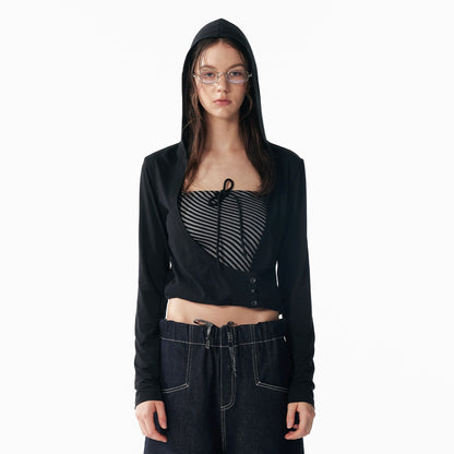 ALINNV_STUDIO_Two_Layer_Hooded_Crop_Top_With_Drawstring_And_Asymmetrical_Hem_MISSTT