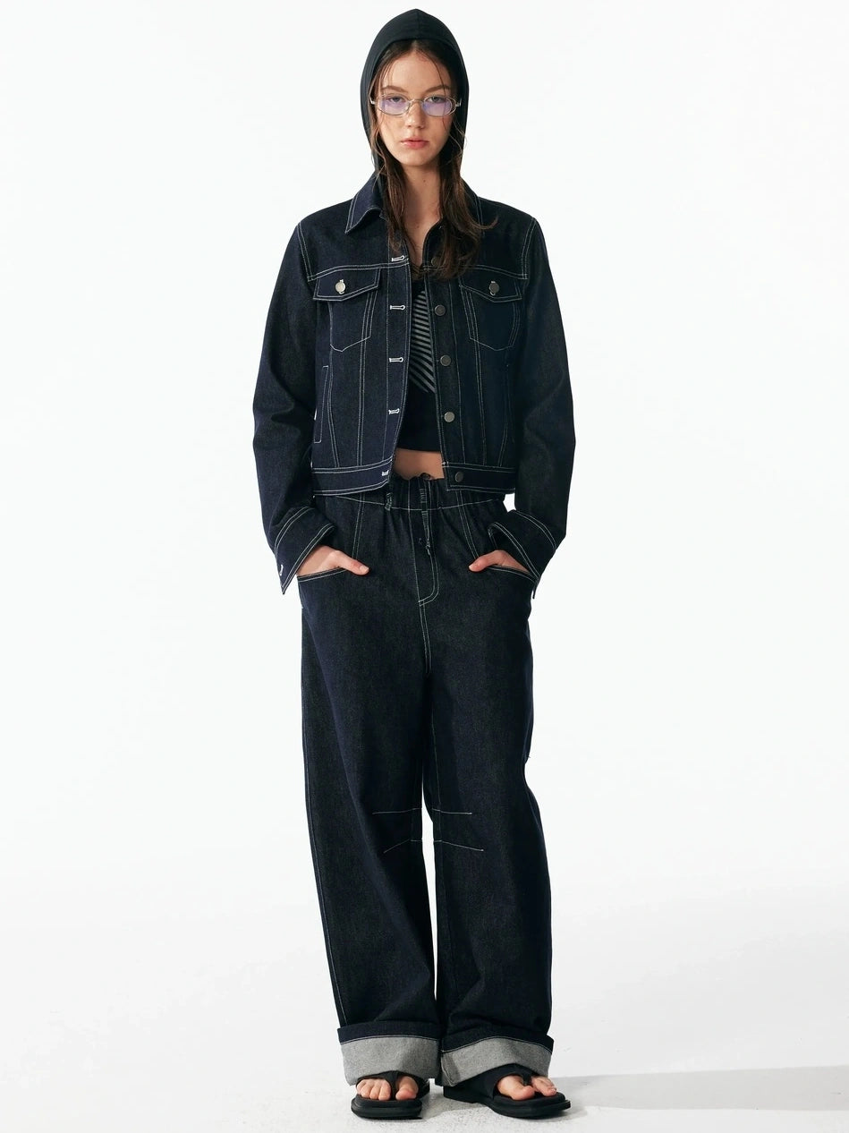 ALINNV STUDIO Two Layer Hooded Crop Top With Drawstring And Asymmetrical Hem T-shirt