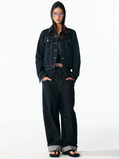 ALINNV STUDIO Two Layer Hooded Crop Top With Drawstring And Asymmetrical Hem T-shirt