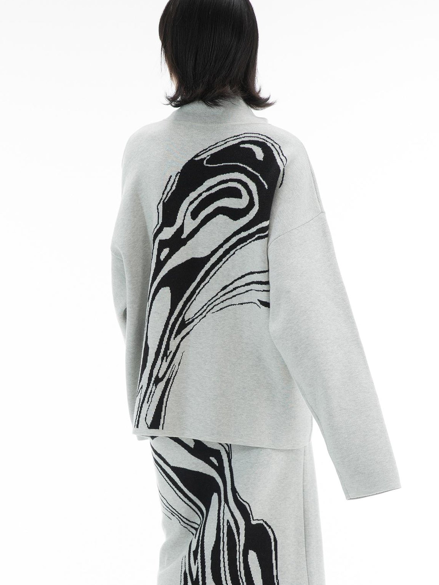 ALINNV STUDIO Two Sided Hand Painted Sweater And Straight Skirt Set