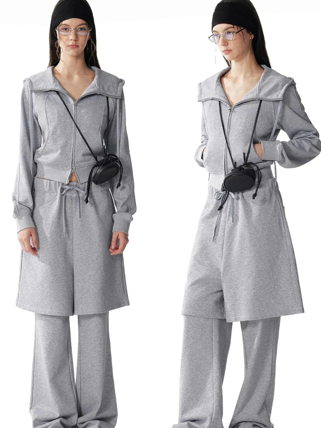 ALINNV STUDIO Urban Loose Fit Layered Hem Jogger Pants Pants