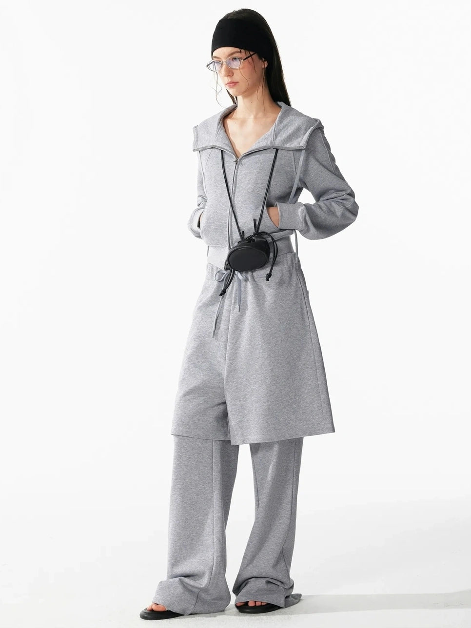 ALINNV STUDIO Urban Loose Fit Layered Hem Jogger Pants Pants