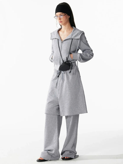 ALINNV STUDIO Urban Loose Fit Layered Hem Jogger Pants Pants