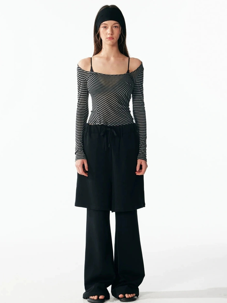 ALINNV STUDIO Urban Loose Fit Layered Hem Jogger Pants Pants