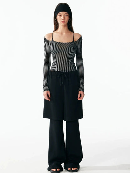 ALINNV STUDIO Urban Loose Fit Layered Hem Jogger Pants Pants