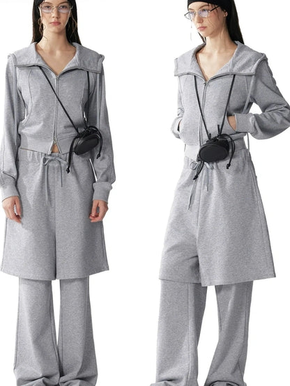 ALINNV STUDIO Urban Loose Fit Layered Hem Jogger Pants Pants